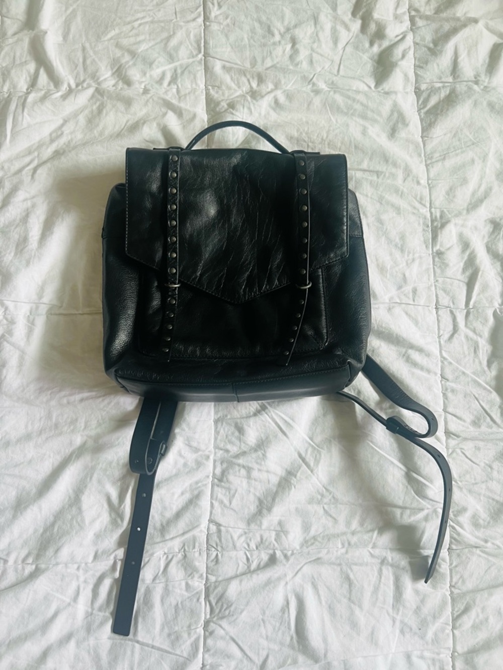 Lucky Brand Black Studded Leather Backpack